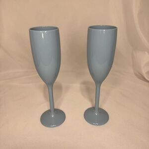 Dusty Blue Champagne Flute Wine Glass Set